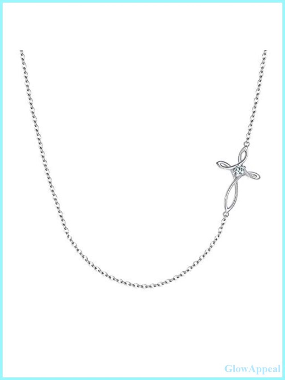 925 Sterling Silver Religious Church Sideways Cross Choker Necklace Jewelry